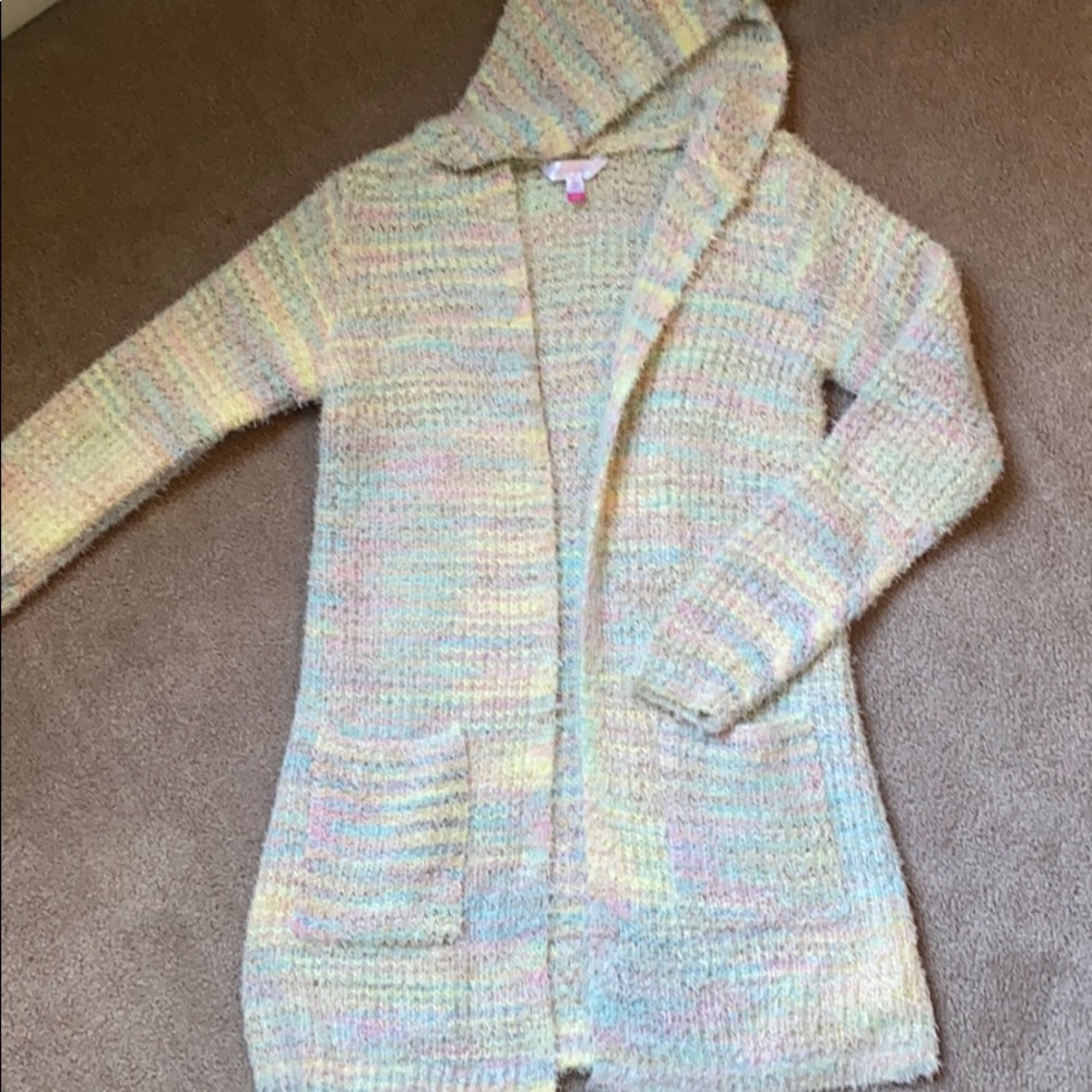Colorful hooded cardigan